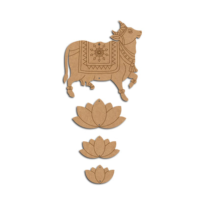 Pichwai Cow And Lotus Pre Marked MDF Design 3