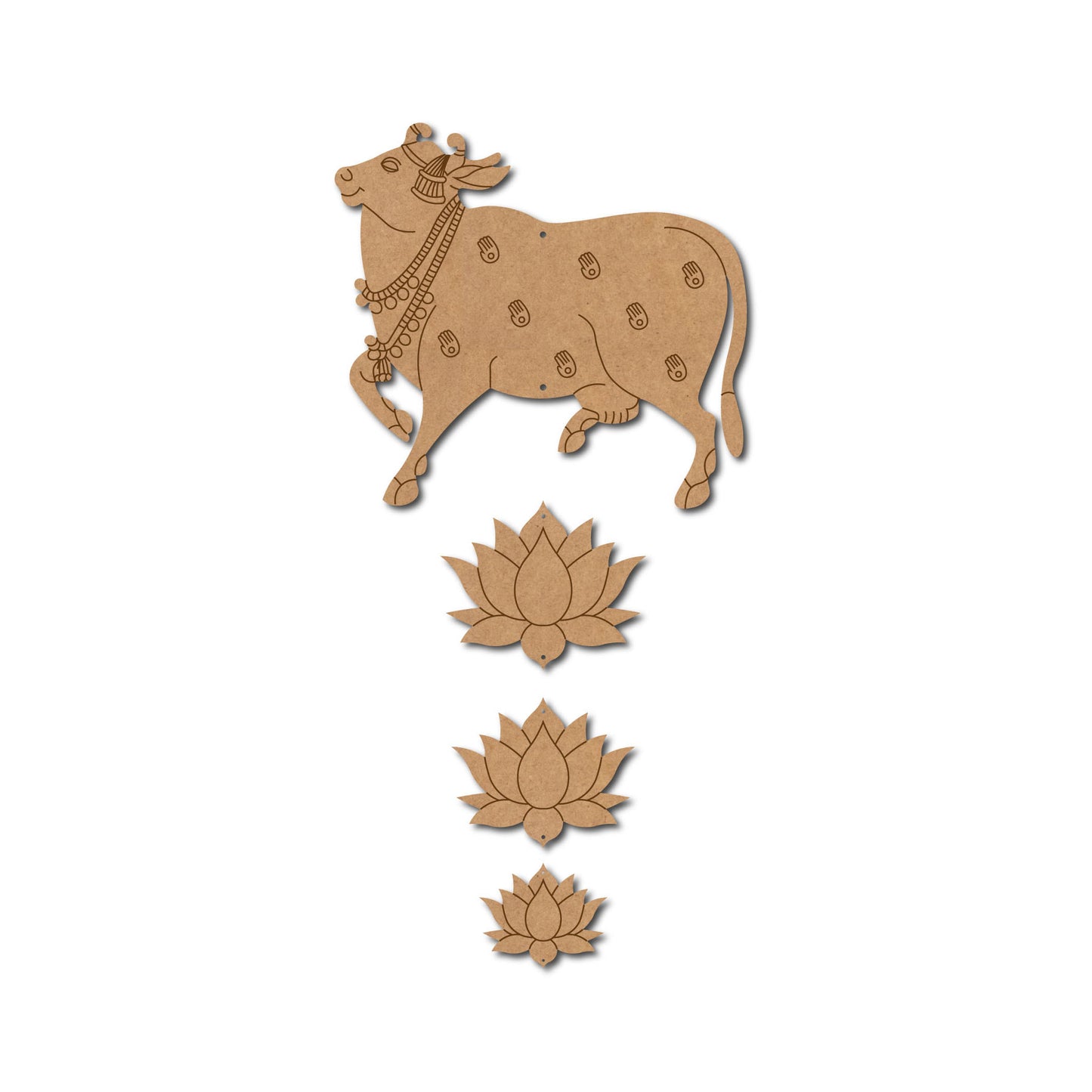 Pichwai Cow And Lotus Pre Marked MDF Design 4