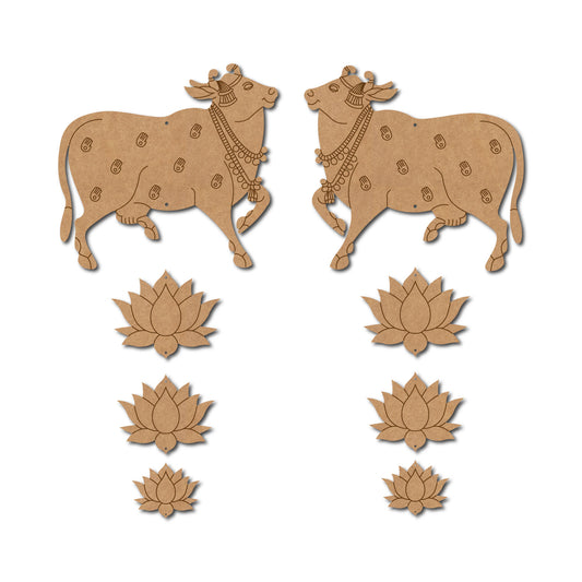 Pichwai Cow And Lotus Pre Marked MDF Design 4