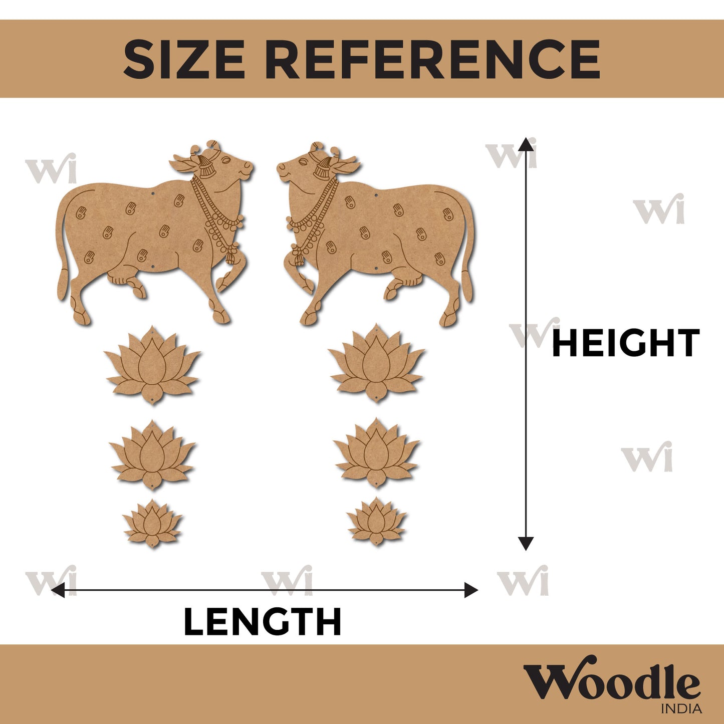 Pichwai Cow And Lotus Pre Marked MDF Design 4