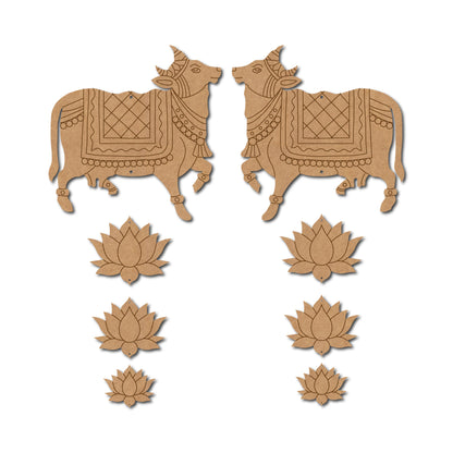 Pichwai Cow And Lotus Pre Marked MDF Design 5