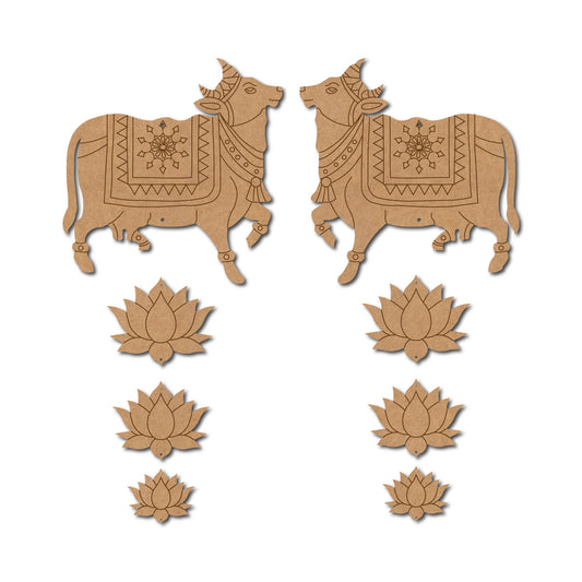 Pichwai Cow And Lotus Pre Marked MDF Design 6