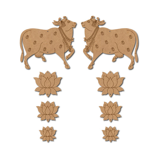 Pichwai Cow And Lotus Pre Marked MDF Design 7