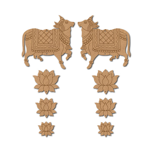 Pichwai Cow And Lotus Pre Marked MDF Design 8