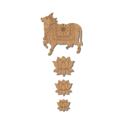 Pichwai Cow And Lotus Pre Marked MDF Design 9