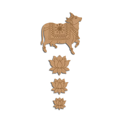 Pichwai Cow And Lotus Pre Marked MDF Design 9