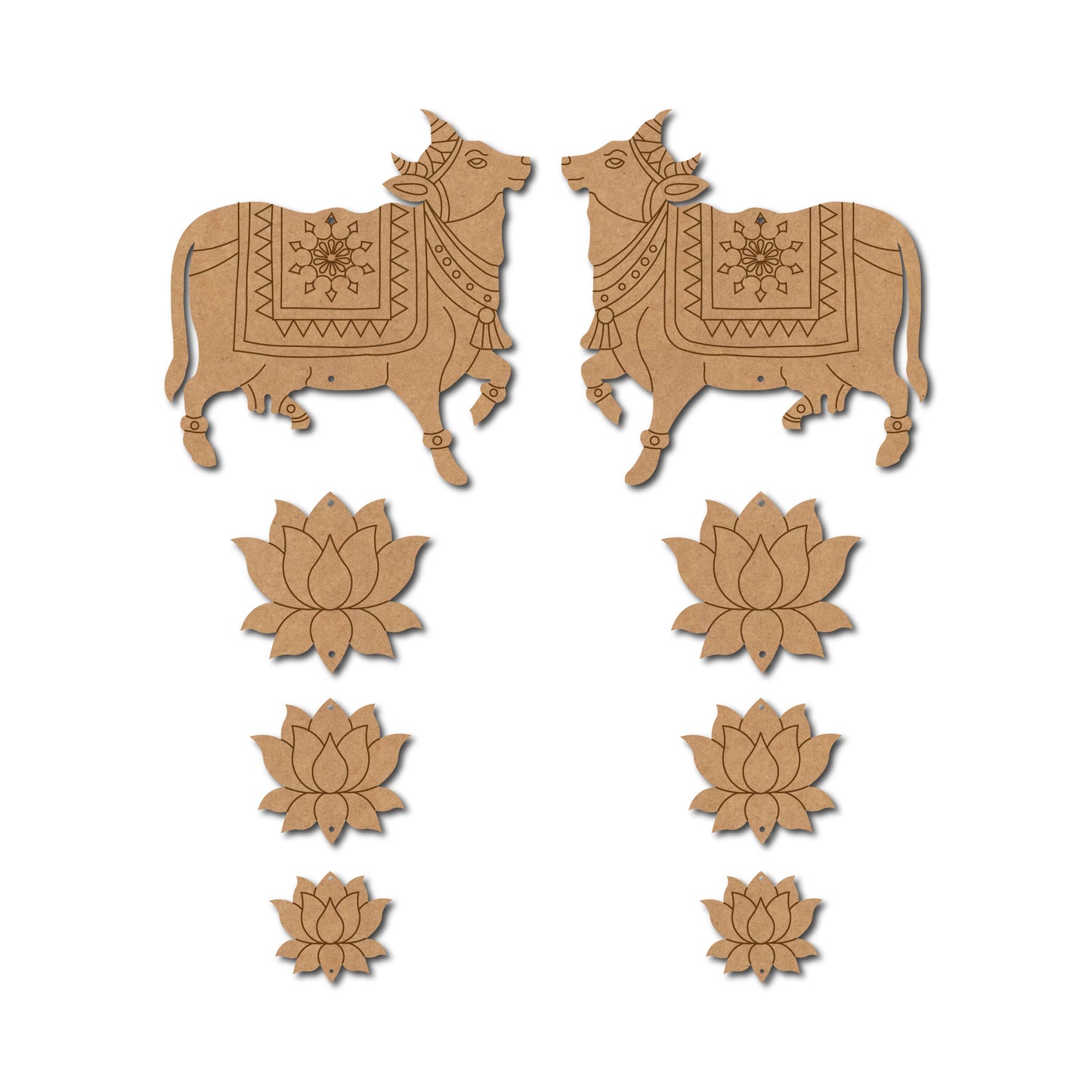 Pichwai Cow And Lotus Pre Marked MDF Design 9