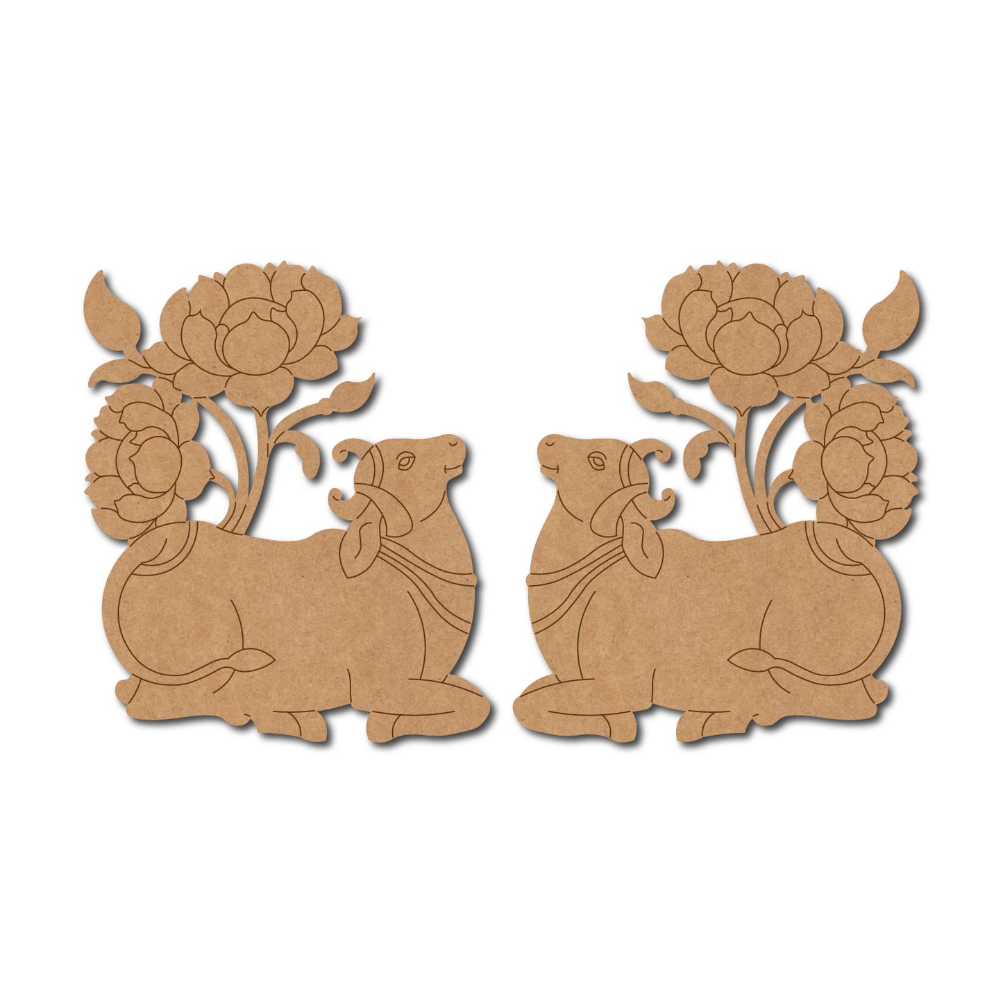 Pichwai Cow And Lotus Set Pre Marked MDF Design 1