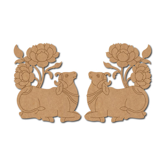 Pichwai Cow And Lotus Set Pre Marked MDF Design 1
