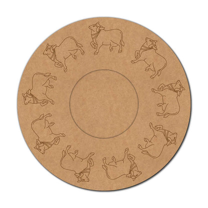 Pichwai Cow Diya Tealight Holder Pre Marked MDF Design 2