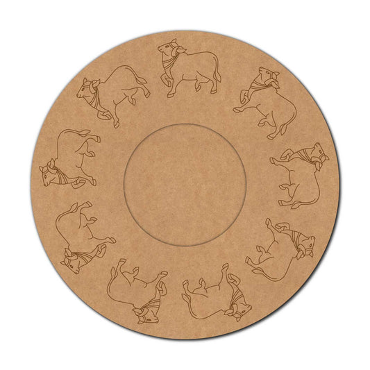 Pichwai Cow Diya Tealight Holder Pre Marked MDF Design 2