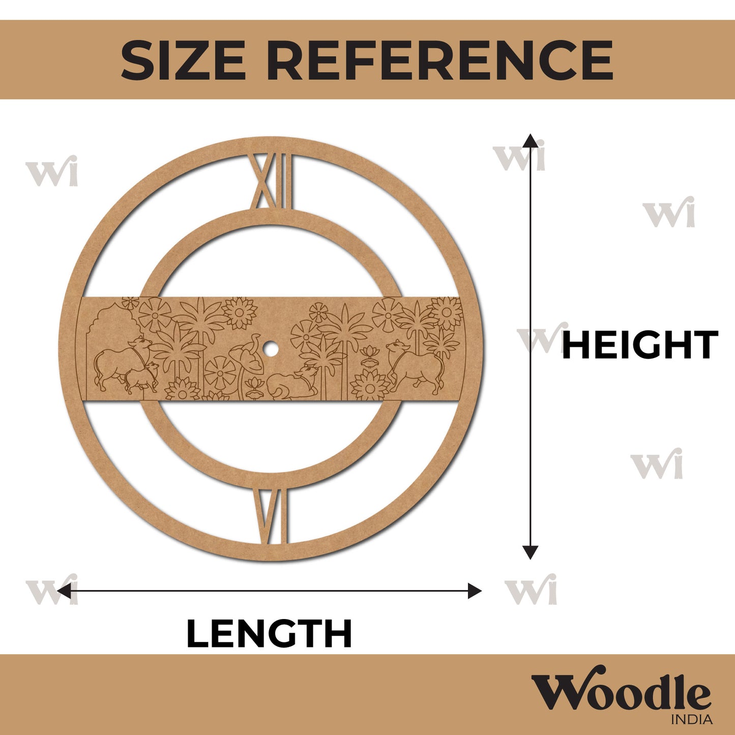 Pichwai Cow Lotus Clock Pre Marked MDF Design 2