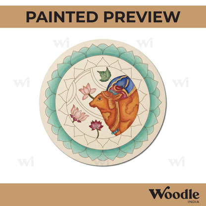 Pichwai Cow Mandala Pre Marked Round MDF Design 1