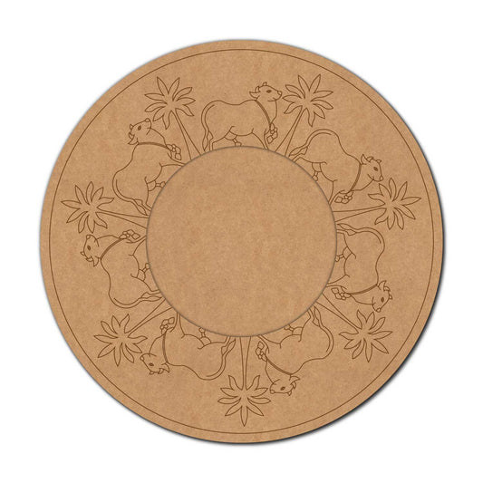 Pichwai Cow Mirror Pre Marked Base MDF Design 1