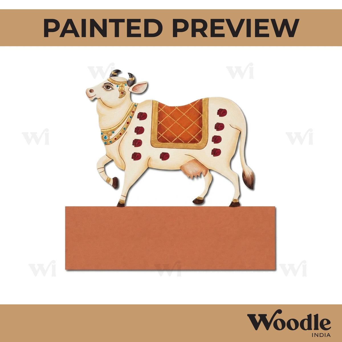 Pichwai Cow Nameplate Pre Marked MDF Design 1