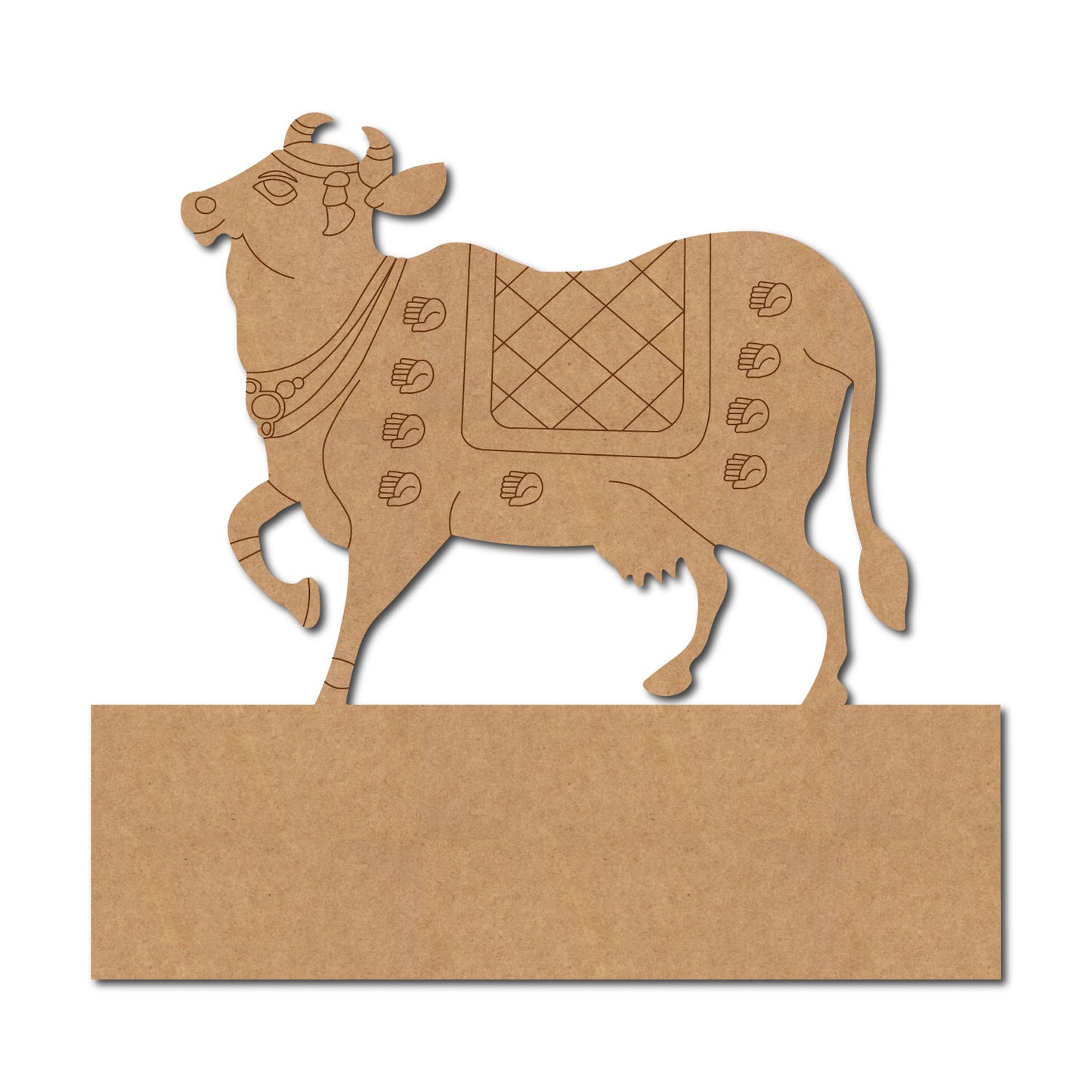 Pichwai Cow Nameplate Pre Marked MDF Design 1