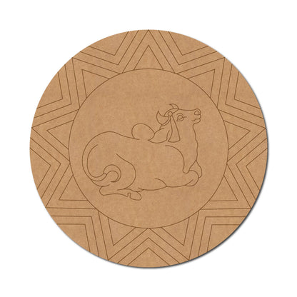 Pichwai Cow Pre Marked Round MDF Design 10