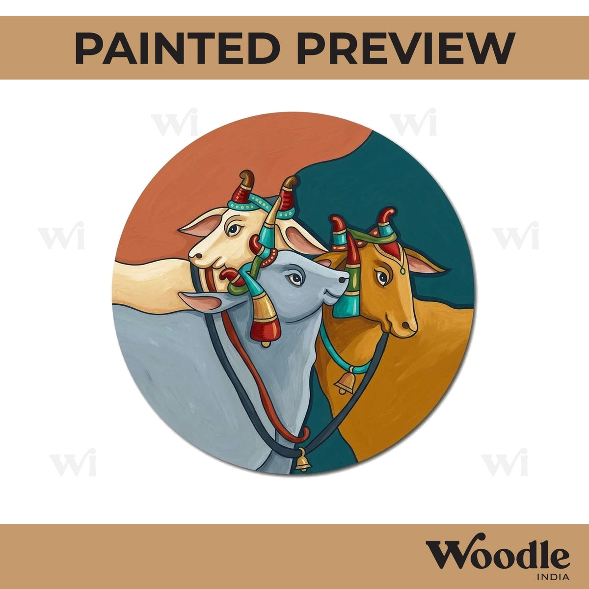 Pichwai Cow Pre Marked Round MDF Design 11