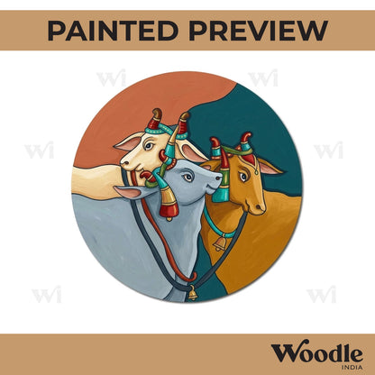 Pichwai Cow Pre Marked Round MDF Design 11