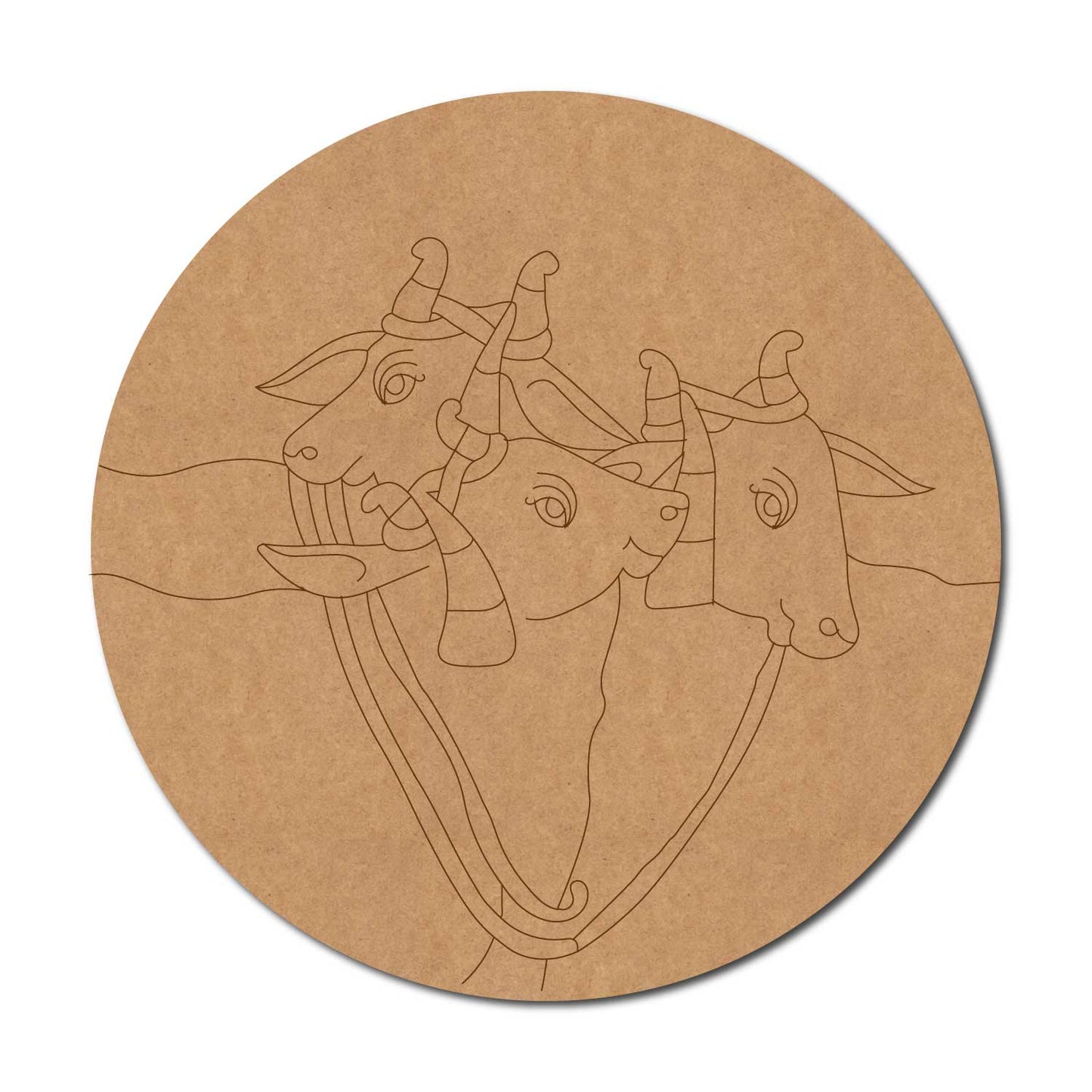 Pichwai Cow Pre Marked Round MDF Design 11