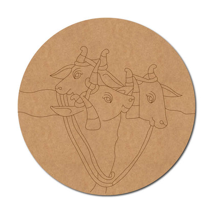 Pichwai Cow Pre Marked Round MDF Design 11