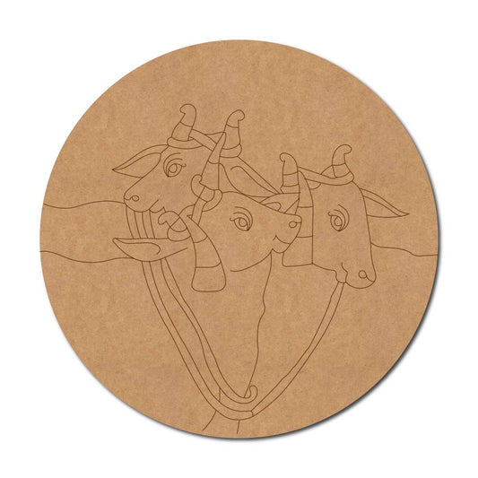 Pichwai Cow Pre Marked Round MDF Design 11
