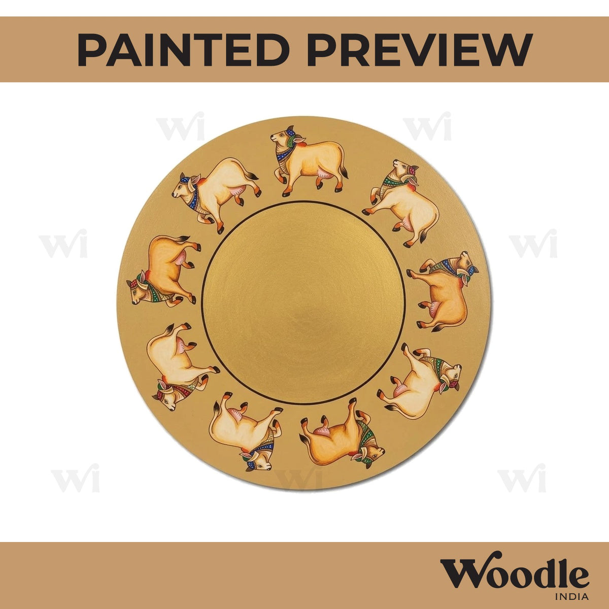 Pichwai Cow Pre Marked Round MDF Design 12