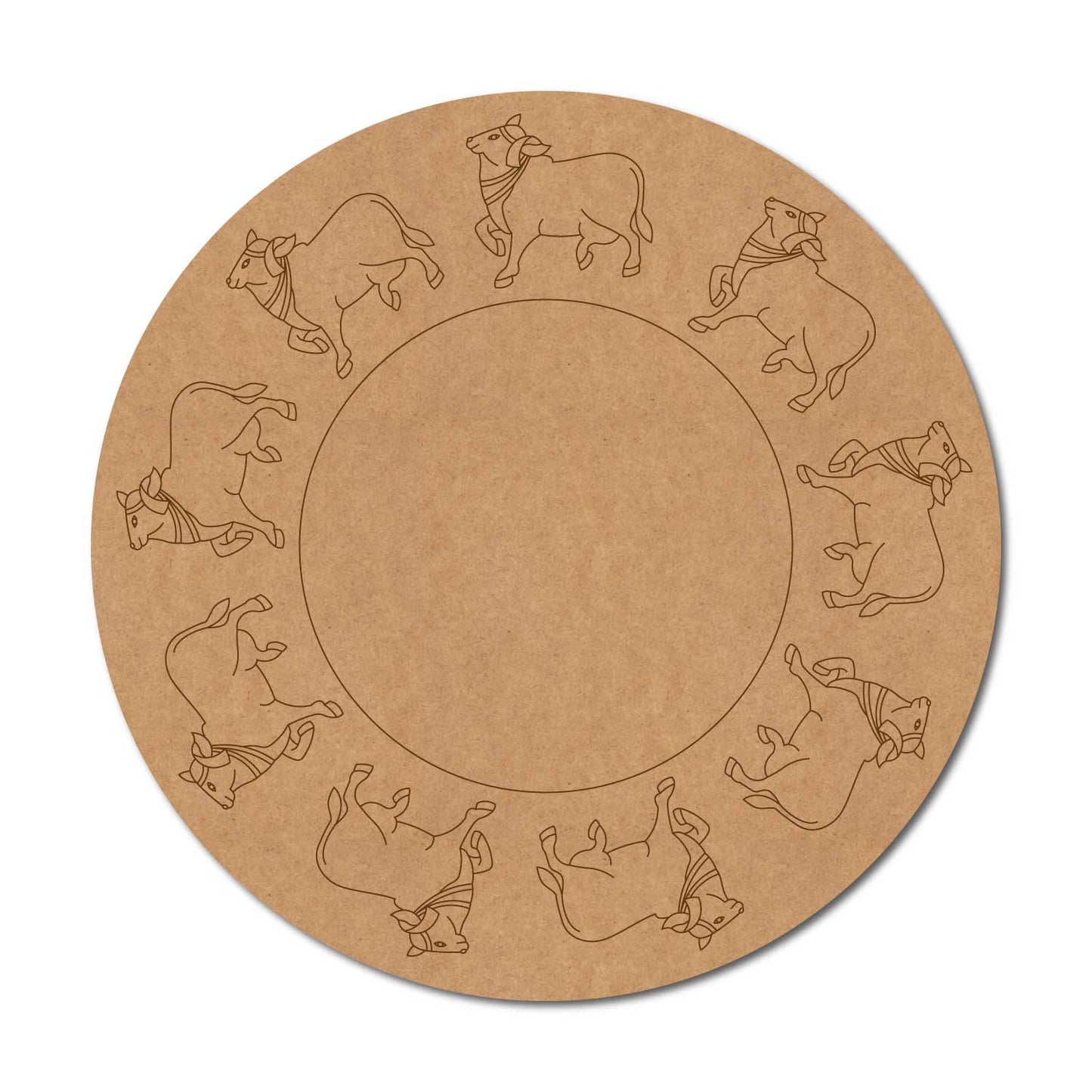 Pichwai Cow Pre Marked Round MDF Design 12
