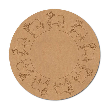 Pichwai Cow Pre Marked Round MDF Design 12