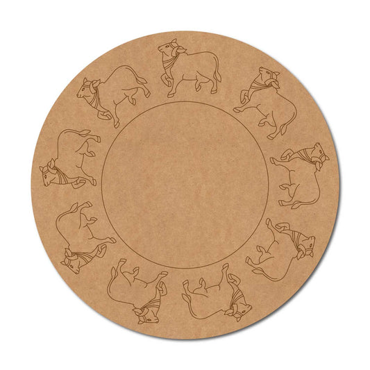 Pichwai Cow Pre Marked Round MDF Design 12