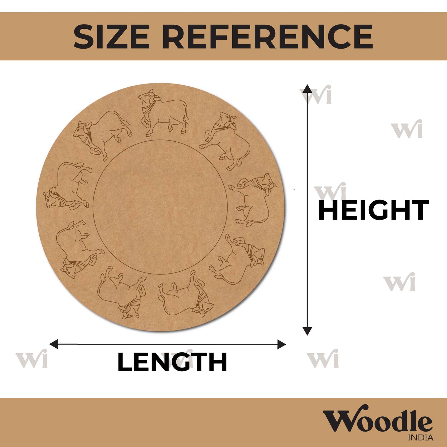 Pichwai Cow Pre Marked Round MDF Design 12