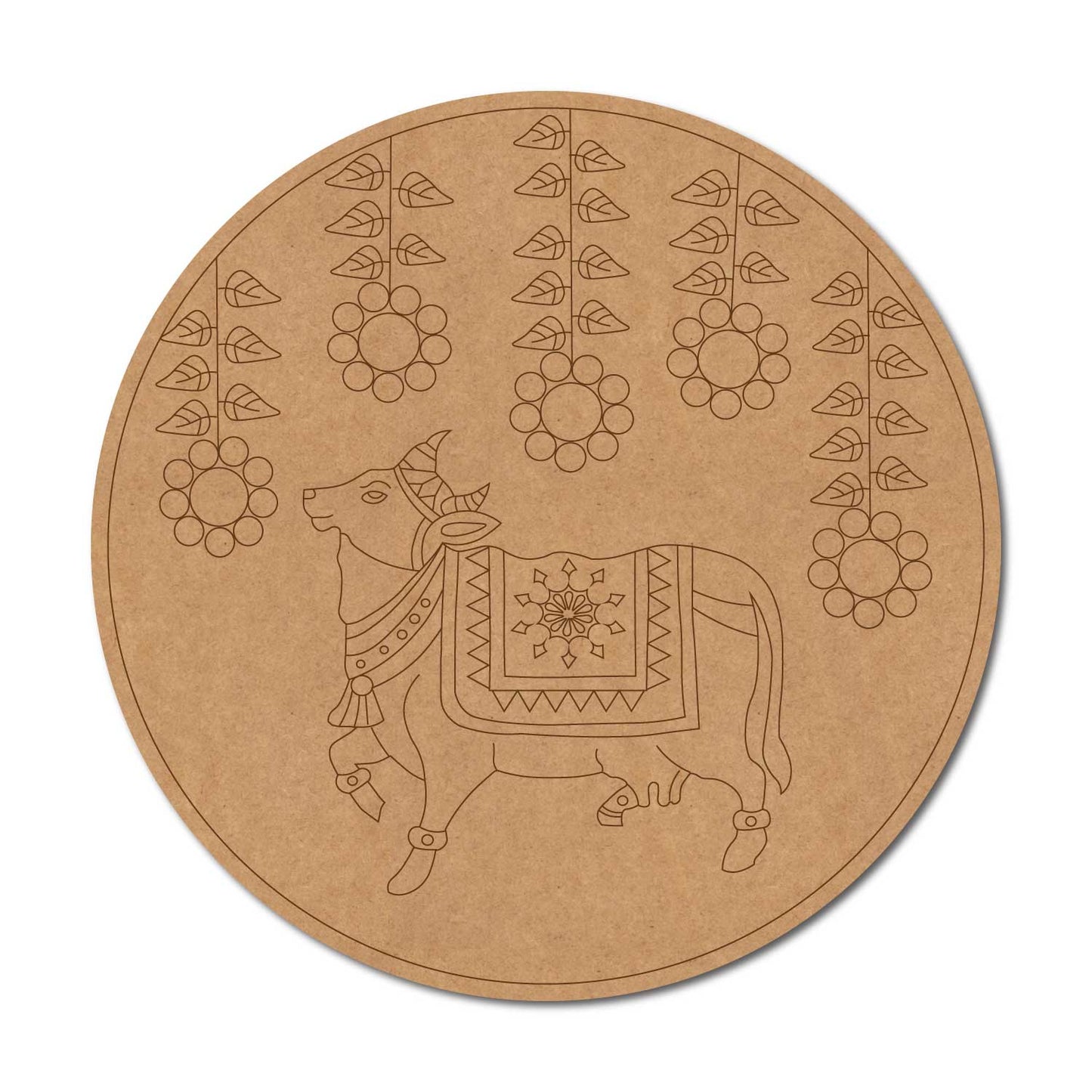 Pichwai Cow Pre Marked Round MDF Design 14