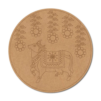 Pichwai Cow Pre Marked Round MDF Design 14