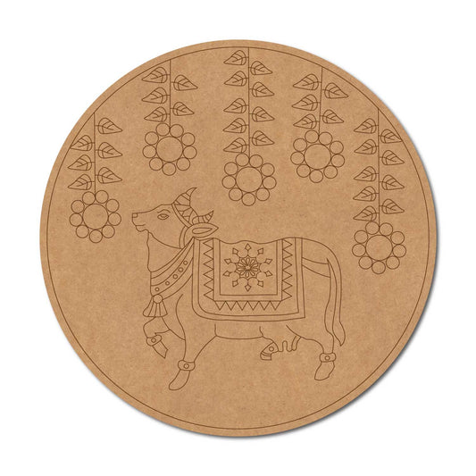 Pichwai Cow Pre Marked Round MDF Design 14