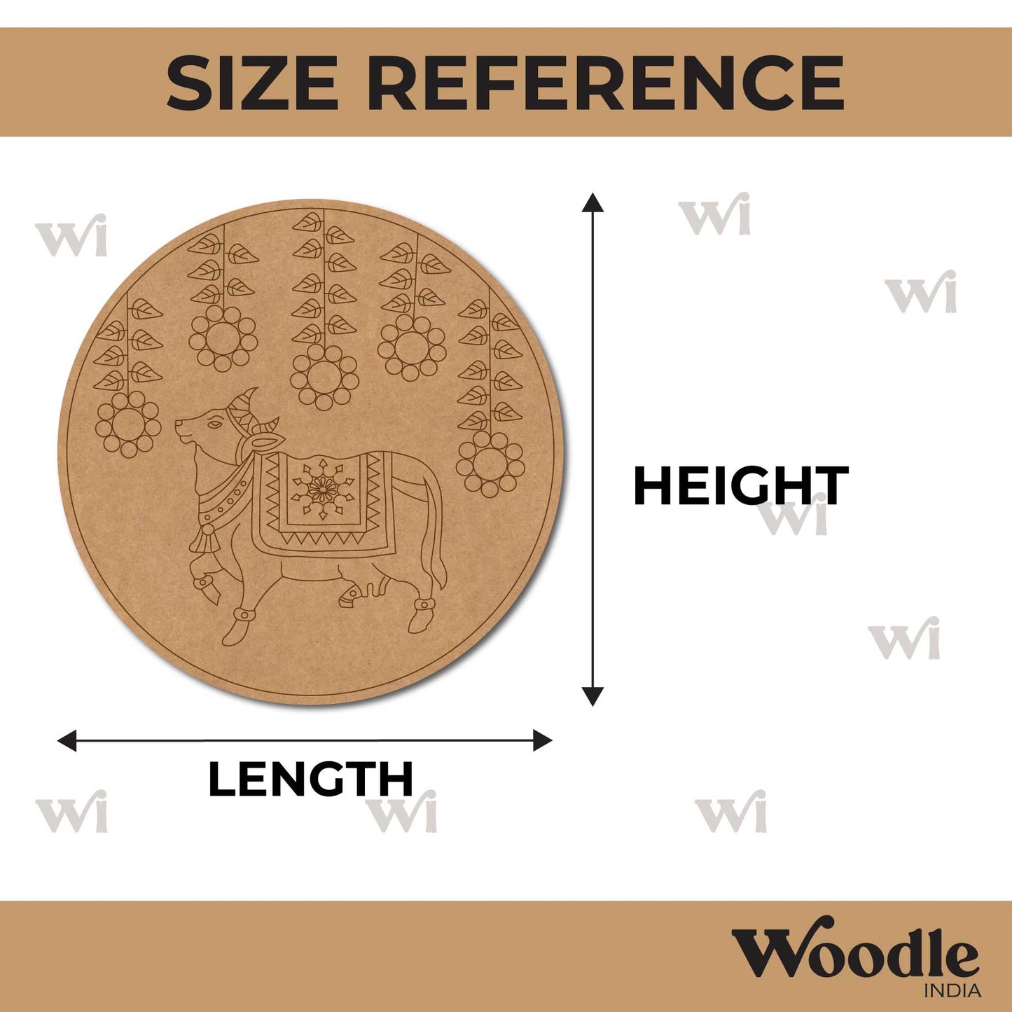 Pichwai Cow Pre Marked Round MDF Design 14