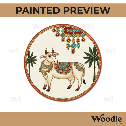Pichwai Cow Pre Marked Round MDF Design 15