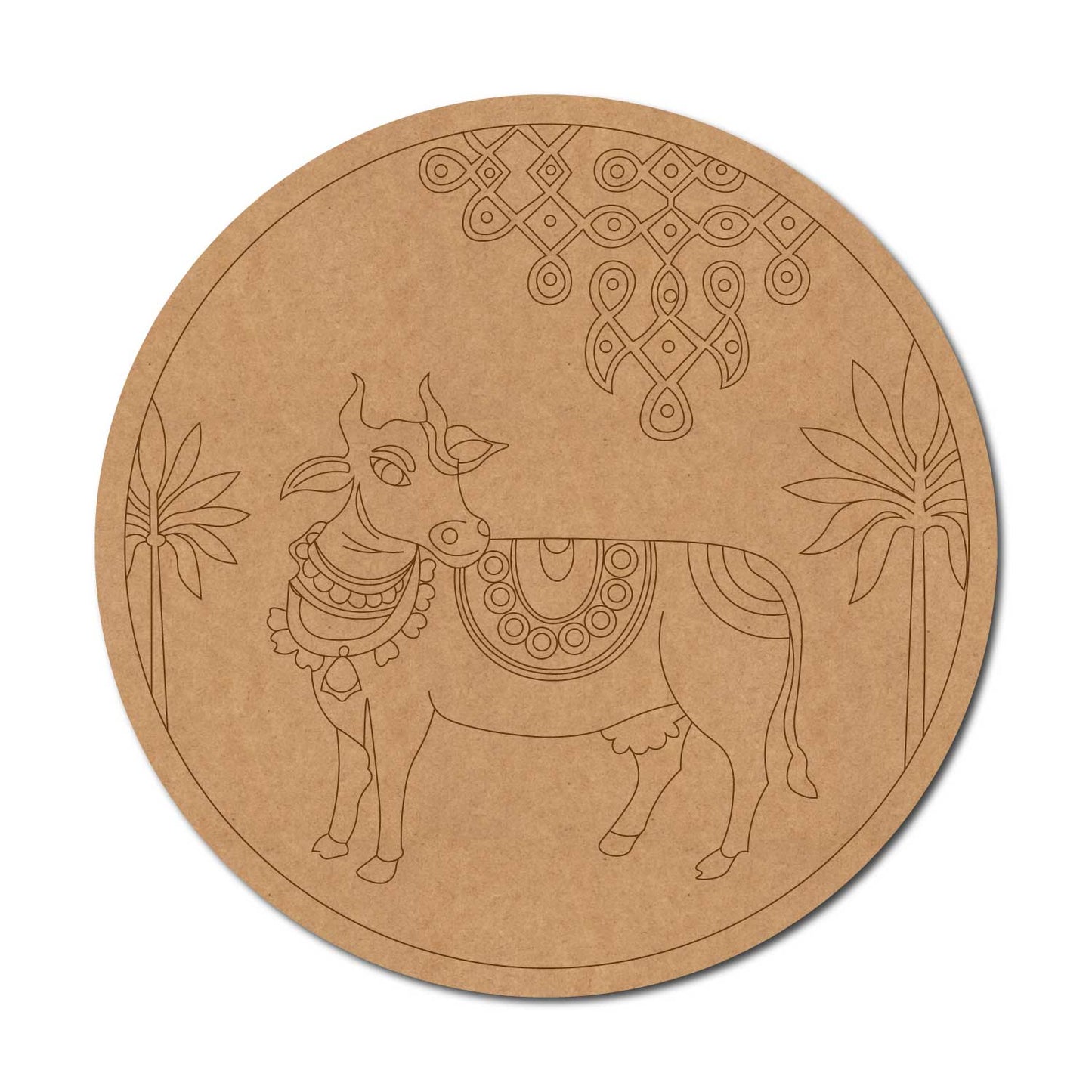 Pichwai Cow Pre Marked Round MDF Design 15