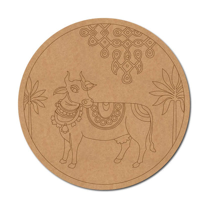 Pichwai Cow Pre Marked Round MDF Design 15