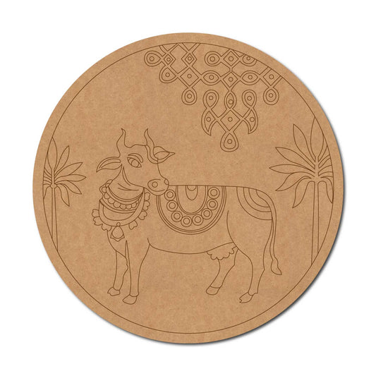 Pichwai Cow Pre Marked Round MDF Design 15