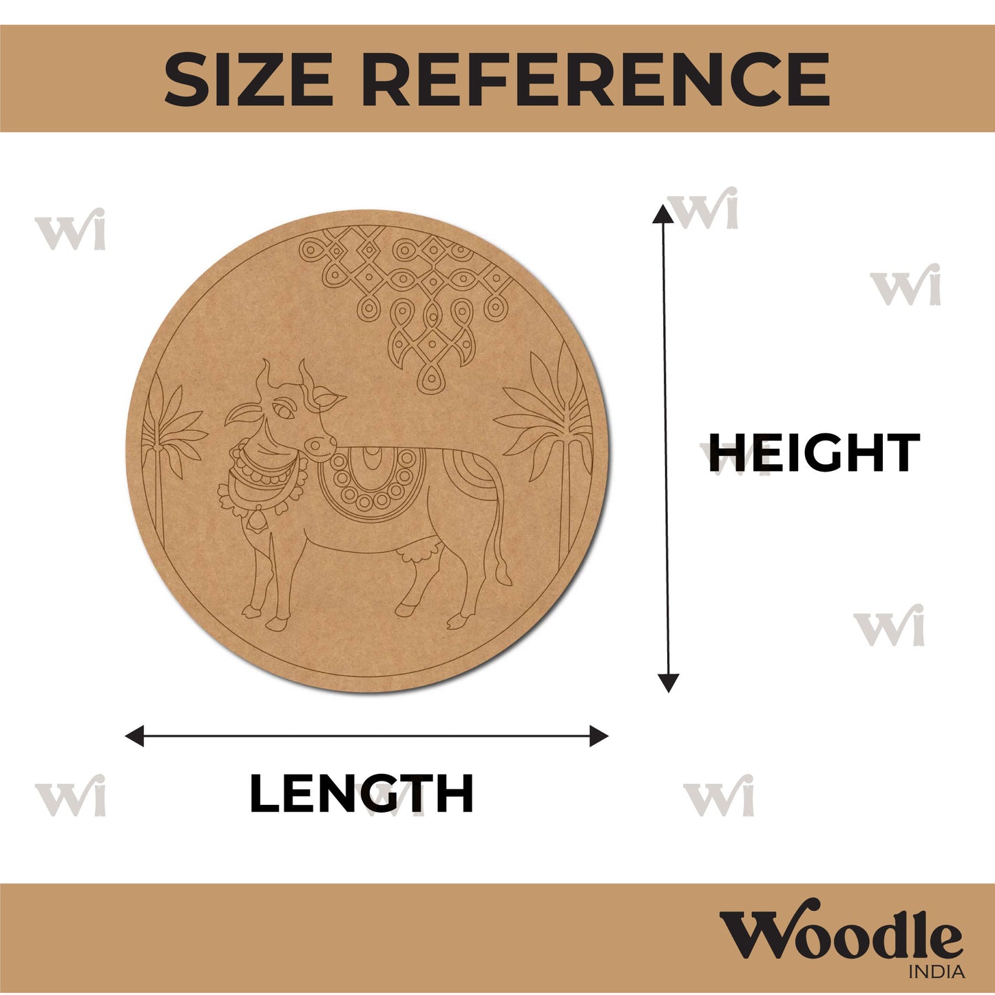 Pichwai Cow Pre Marked Round MDF Design 15