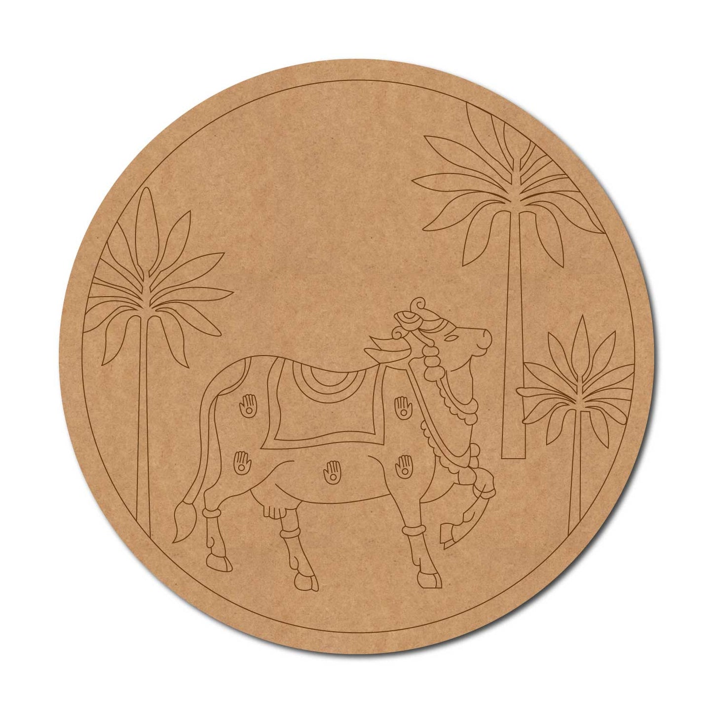 Pichwai Cow Pre Marked Round MDF Design 16