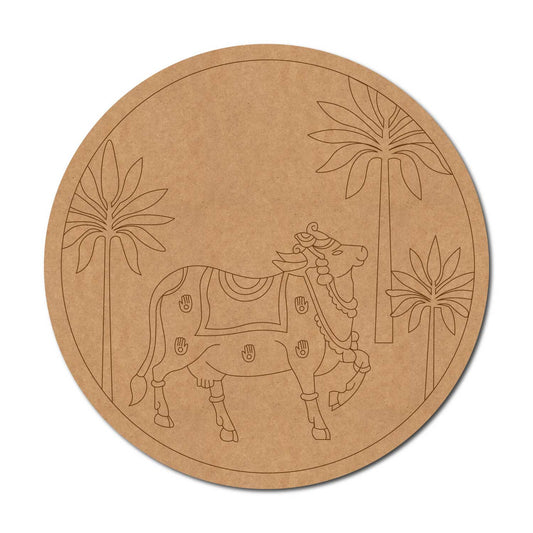 Pichwai Cow Pre Marked Round MDF Design 16