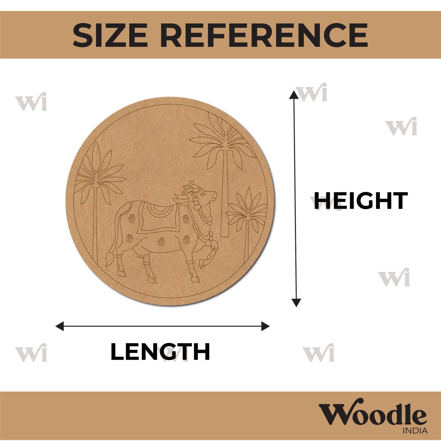 Pichwai Cow Pre Marked Round MDF Design 16