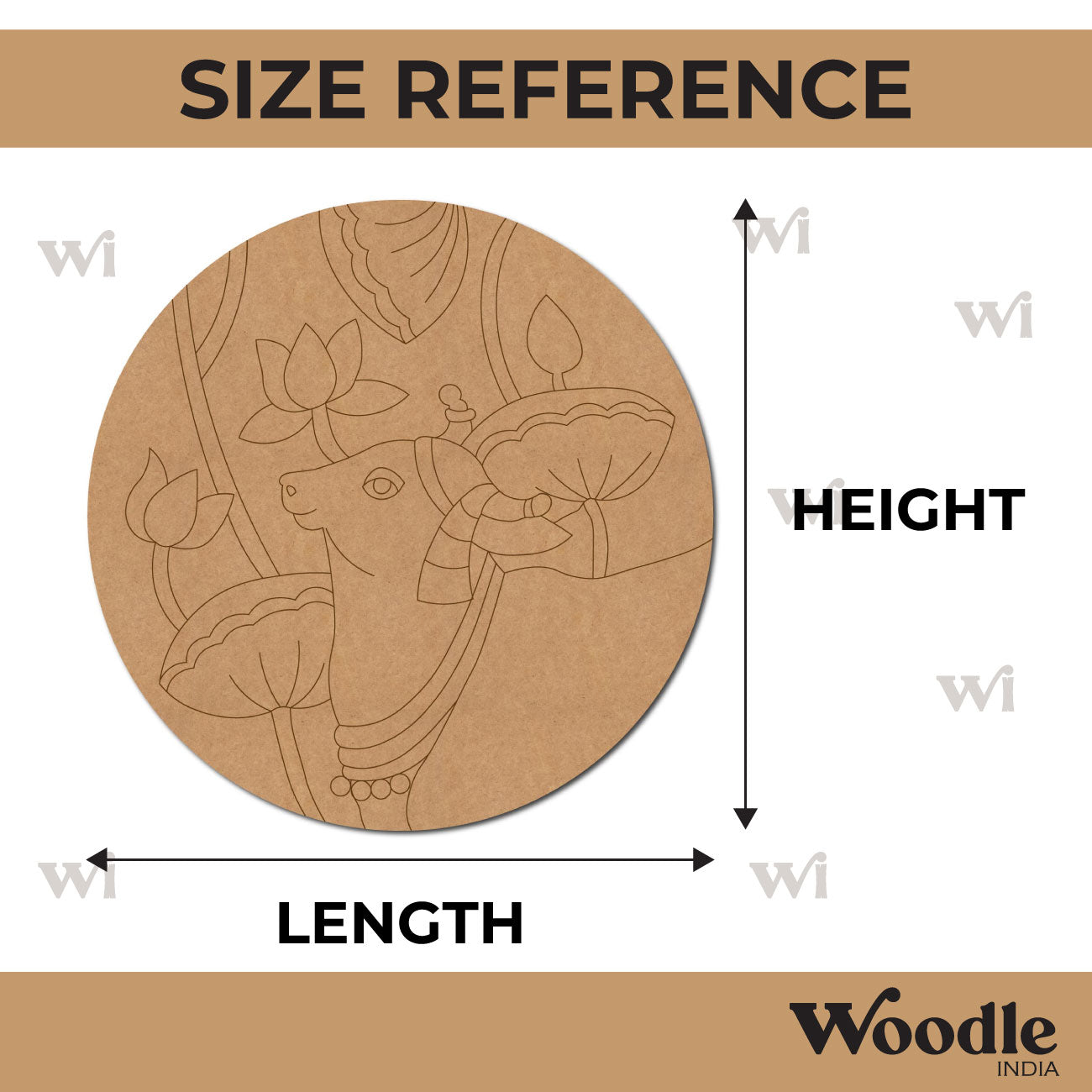 Pichwai Cow Pre Marked Round MDF Design 1