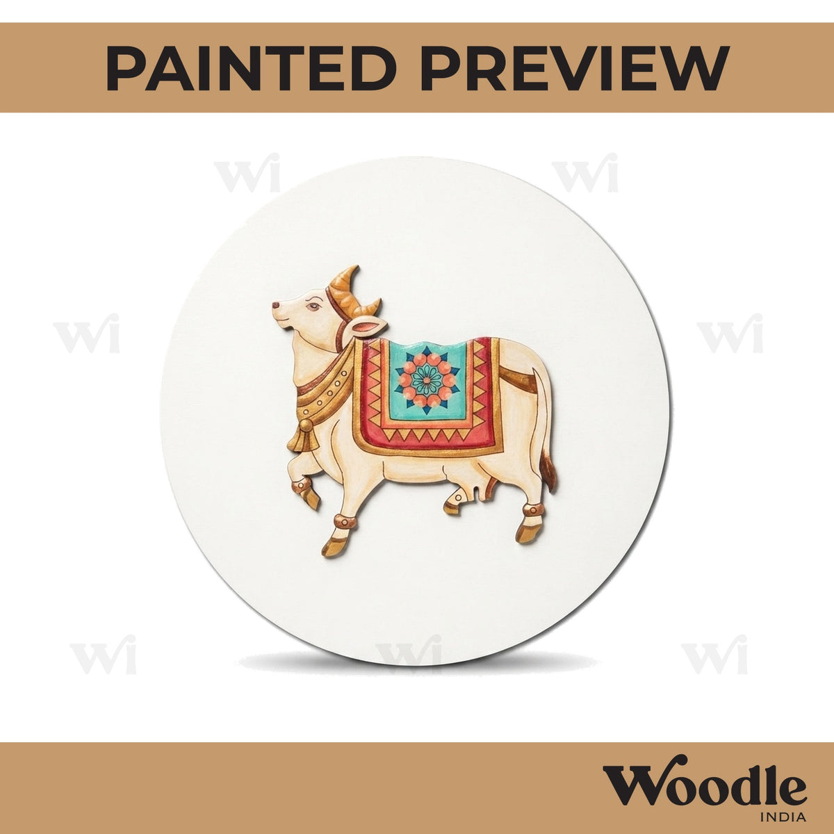 Pichwai Cow Pre Marked Round MDF Design 2