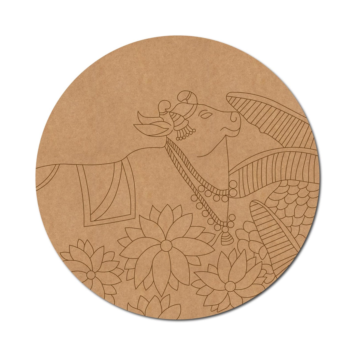 Pichwai Cow Pre Marked Round MDF Design 6