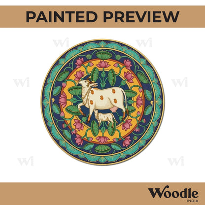 Pichwai Cow Pre Marked Round MDF Design 8