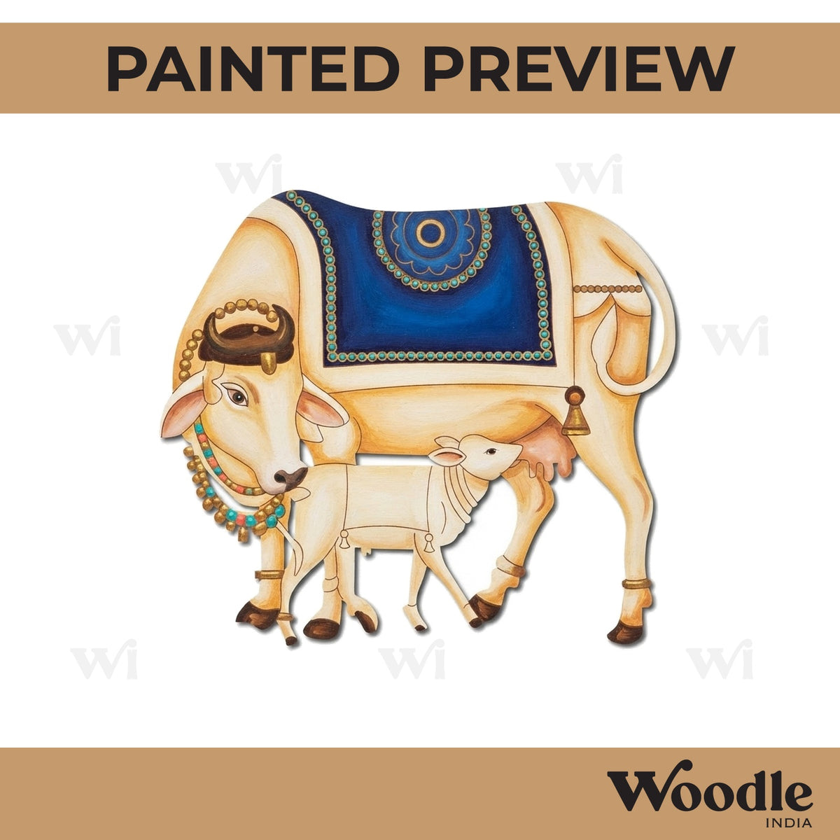 Pichwai Cow With Calf Pre Marked MDF Design 1