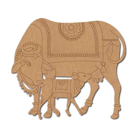 Pichwai Cow With Calf Pre Marked MDF Design 1