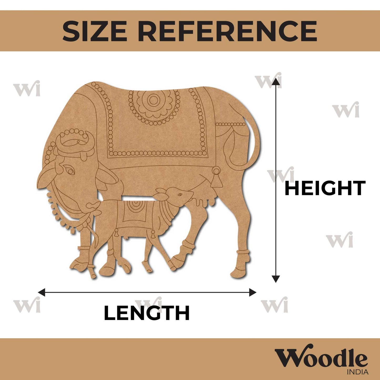 Pichwai Cow With Calf Pre Marked MDF Design 1